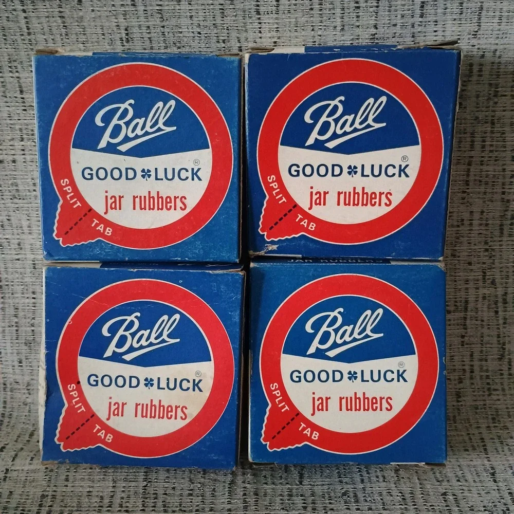 Vintage Ball Good Luck Jar Rubbers 4 Boxes Regular Mouth Red Canning Rings USA
